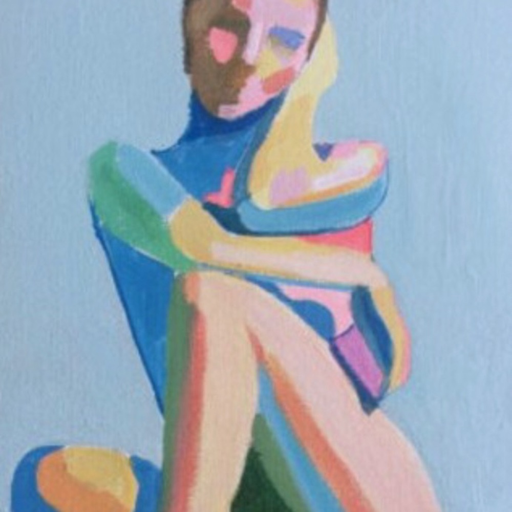 BLUE GAZE 8x10 Art Print Abstract Figurative Expressive Woman Portrait Painting
